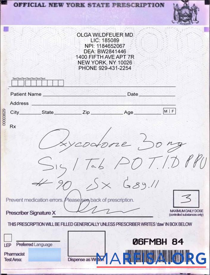 Realistic USA New york state prescription download for verification